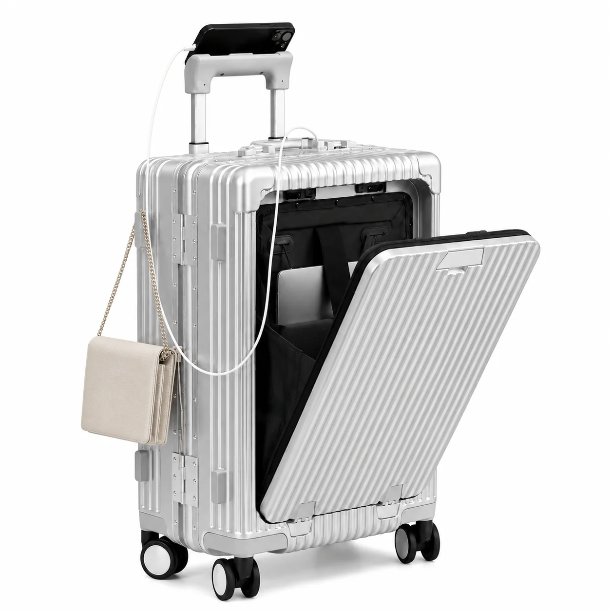 Valise Valigo ouverte — compartiment laptop frontal